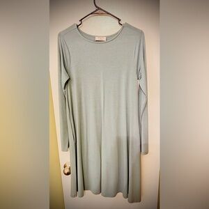 Elegant Long Sleeve Dress in Soft Blue